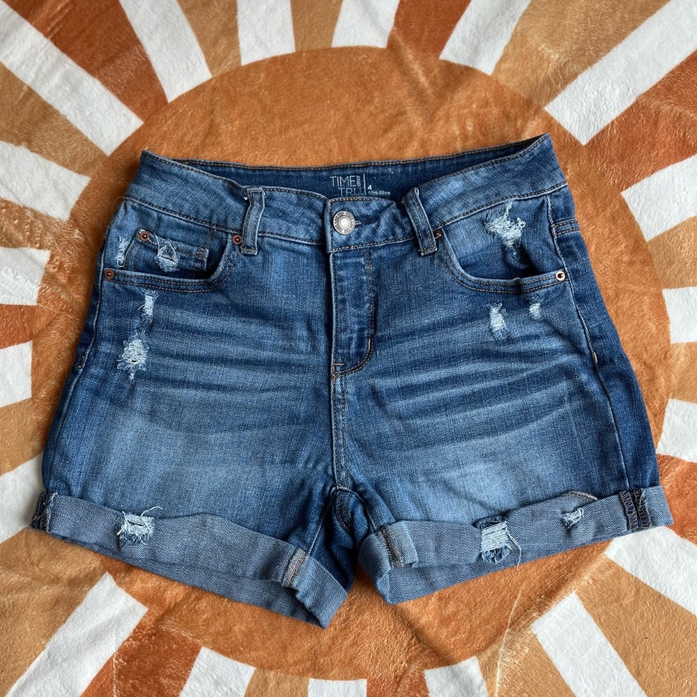 Time and Tru Women's Distressed Blue Jean Shorts